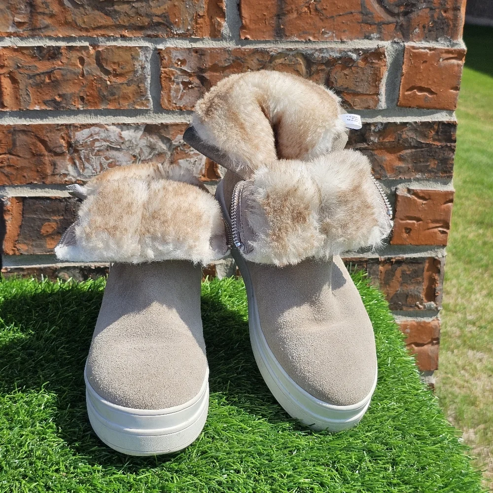 J/Slides Tristan Suede Taupe Faux Inter Lining, Women's Size 8 - Picture 7 of 11